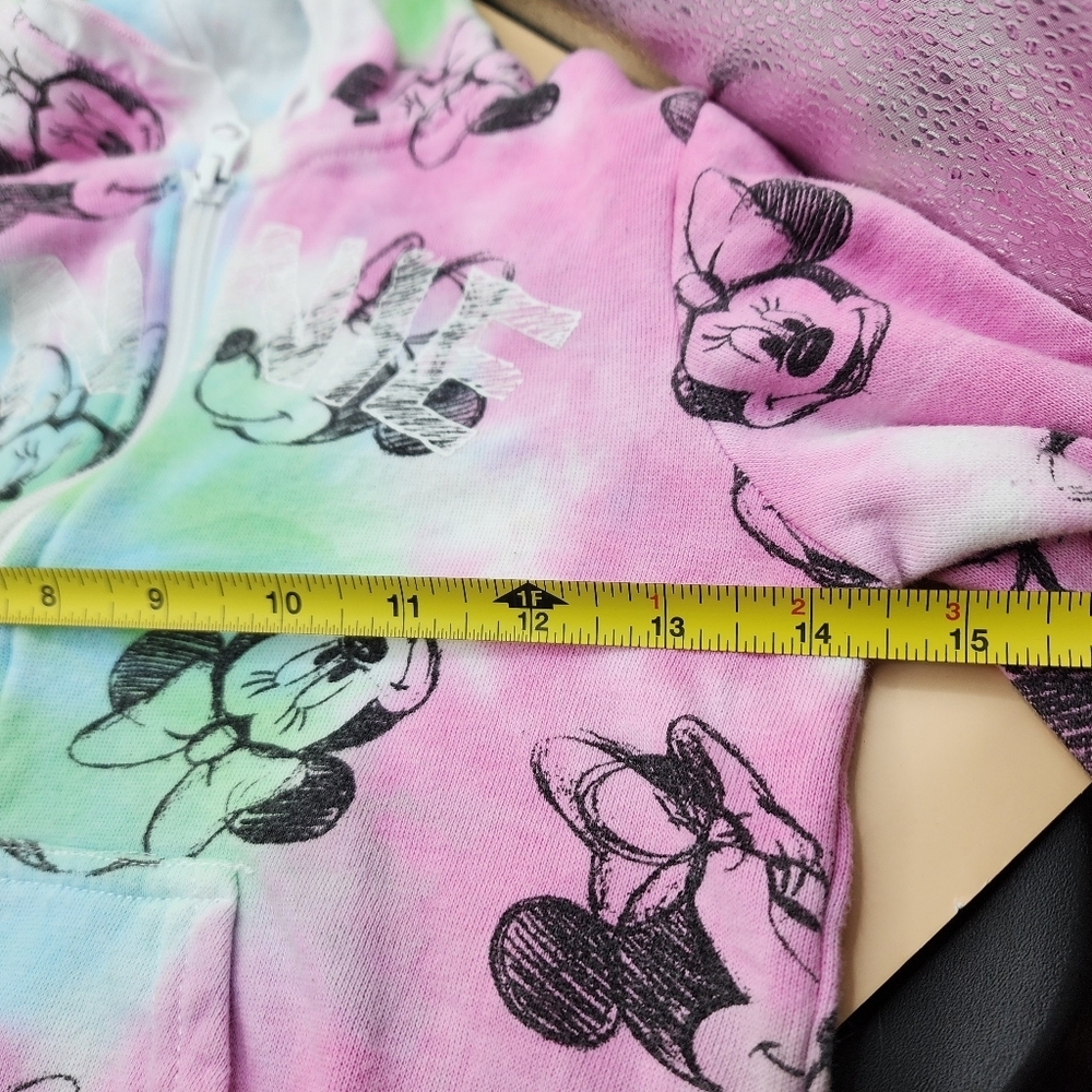 Minnie Mouse Sweatshirt Child's 4T Hoodie Zip Disney Junior Tie Dye - Picture 6 of 7